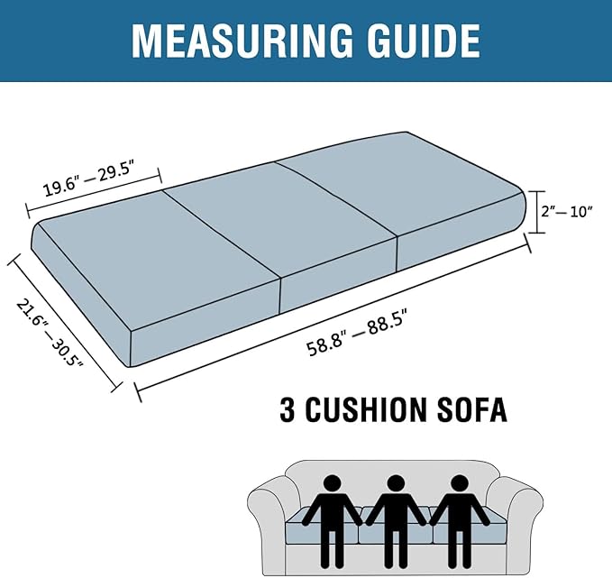 H.VERSAILTEX Super Stretch Individual Seat Cushion Covers - Sofa & Couch Cushion Slipcover Sets - Thick Jacquard Textured Twill Fabric (3 Piece, Caramel)-Ruum Studio Home