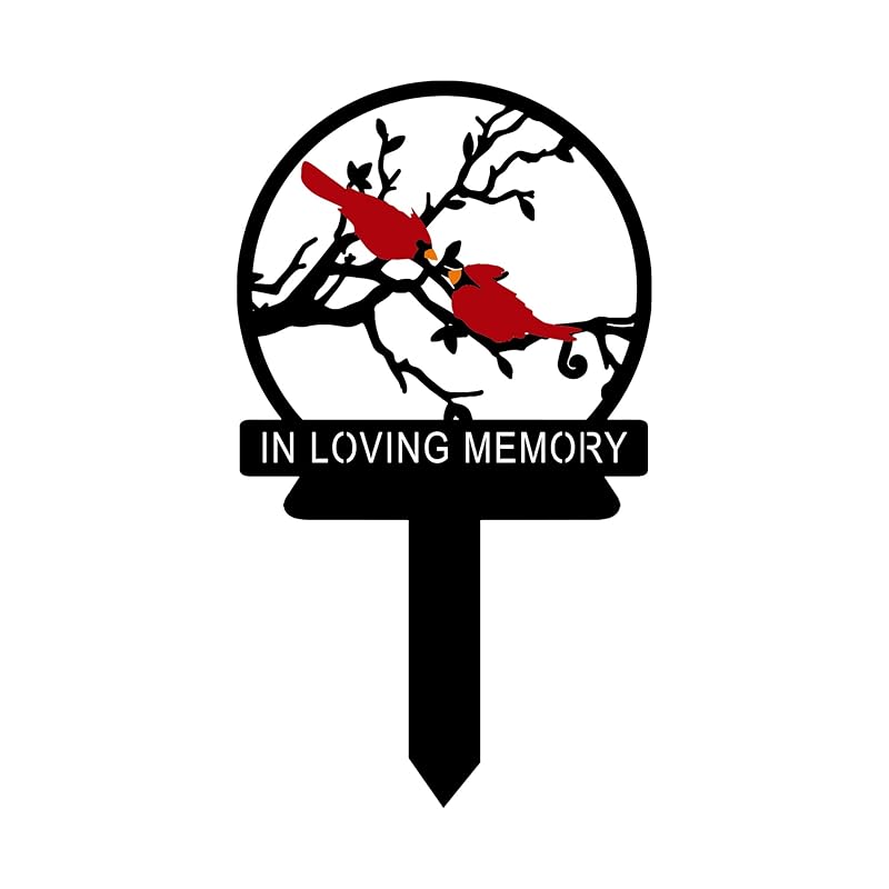 Personalized Cemetery Memorial Metal Stakes, Cardinals Memorial Grave Markers,Graden Decorations for Loss of Mother Father, Outdoor Sympathy Decor Gift-Ruum Studio Home