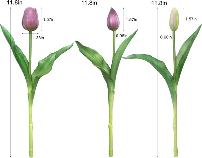 15pcs Artificial Tulips Flowers, Fake Tulips Real Touch, Faux Latex Bouquets, for Party Wedding Home Room Decoration (Purple)-Ruum Studio Home