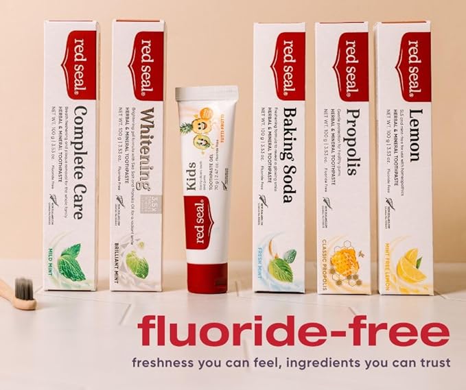 Red Seal Fluoride Free Toothpaste - Baking Soda - Herbal & Mineral Formula, Vegan-Friendly, Cruelty-Free, SLS and Paraben-Free, No Artificial Flavors, NATRUE Certified Natural, Dry Mouth Relief-Ruum Studio Home