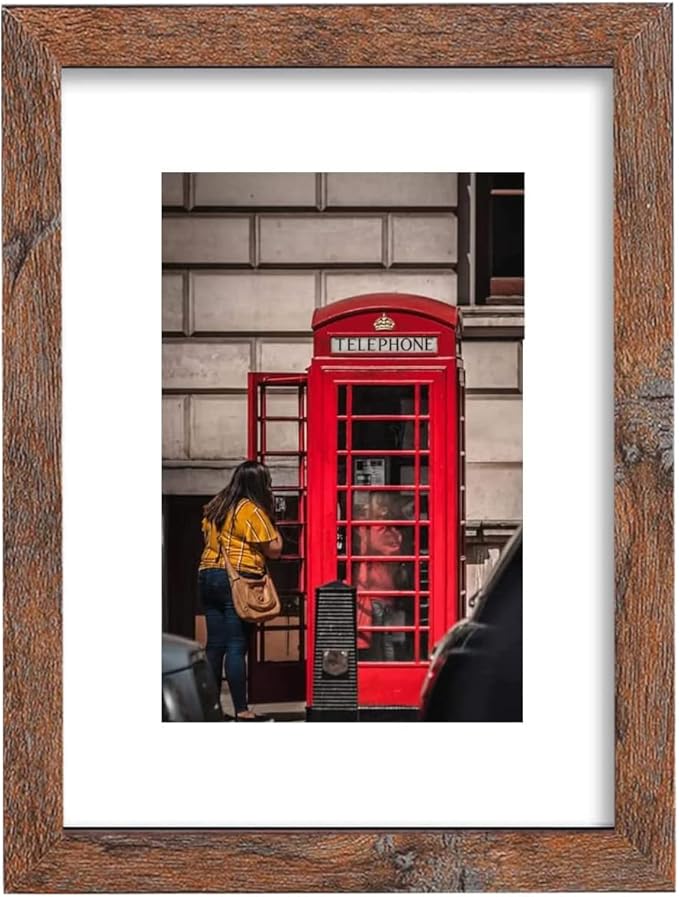 11x14 Picture Frame Set of 6, Display Pictures 8x10 with Mat or 11x14 Without Mat for Wall Mounting,Rustic Brown-Ruum Studio Home