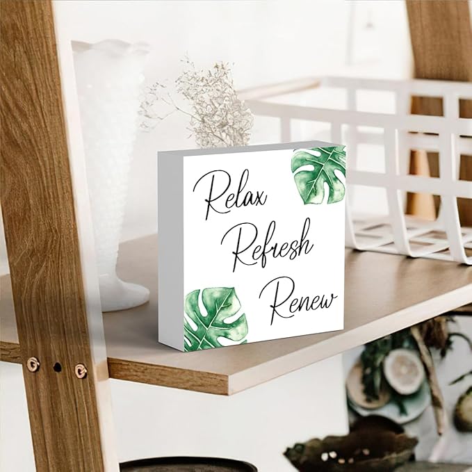 Boho Bathroom Decor, Funny Bathroom Decor, Funny Bathroom Wall Art, Black and White Bathroom Decor, Bathroom Decor for Shelves, Wooden Box Decor Sign for Home Farmhouse Office Living Room Table Shelf-Ruum Studio Home