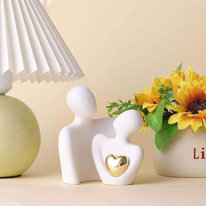 XMGZQ Mini Couple Statue Tv Stand Decor Items for Living Room Home Decor,Bedroom Decor for Couples Sculpture for Anniversary Wedding,Love Gifts for Couples 2025,Knick Knacks for Shelves-Ruum Studio Home