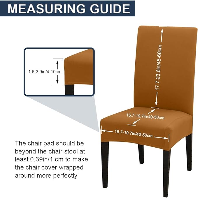 JQinHome 6 Pcs Dining Chair Slipcover,High Stretch Removable Washable Chair Seat Protector Cover for Home Party Hotel Wedding Ceremony (Camel)