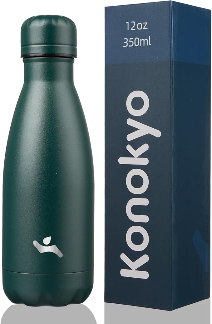 Insulated Water Bottles,12 oz Double Wall Stainless Steel Vacumm Metal Flask for Sports Travel,Army Green-Ruum Studio Home