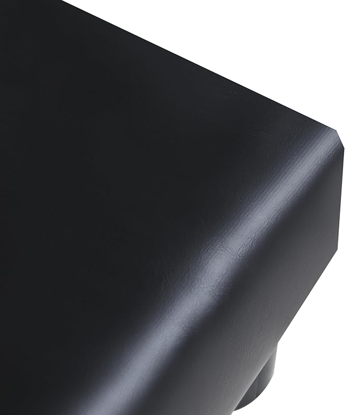 Joveco Small Footstool Ottoman, PU Leather Square Upholstered Footrest with Plastic Legs, Under Desk Foot Stools for Living Room Bedroom Office, Black-Ruum Studio Home