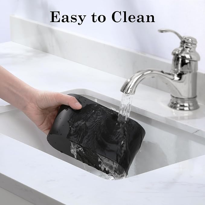 Luxspire Toothbrush Holder, 2 Slots Toothbrush and Toothpaste Holdersfor Bathrooms, Resin Toothbrush Holder Electric Toothbrush Stand for Vanity Countertop, Bathroom Accessories, Matte Black-Ruum Studio Home