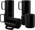E-liu Porcelain Tea Mugs Coffee Mug Set, Large 15 Ounces Cups for Coffee, Tea, Cocoa, and Mulled Drinks, Set of 6, Black-Ruum Studio Home