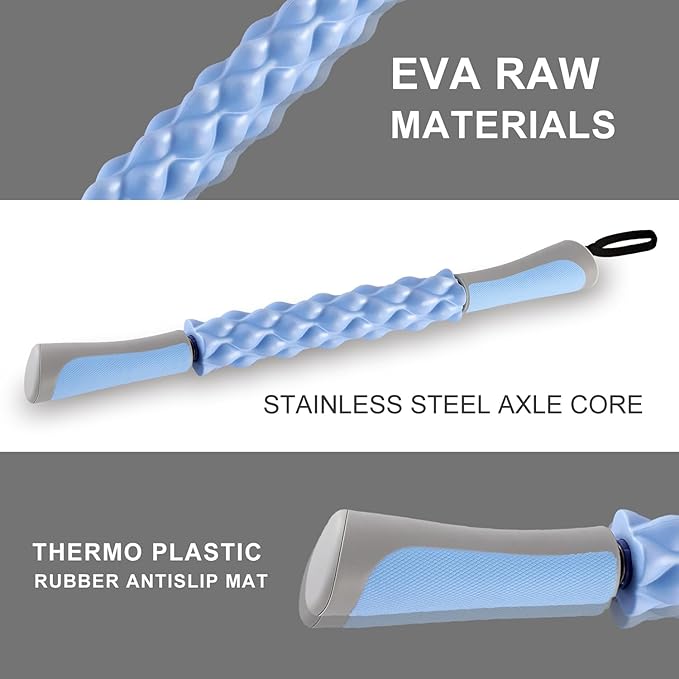 Muscle Roller,EVA Material, Massage Roller Stick for Athletes and Office Workers, Relieves Muscle Tension and Pain(EVA Blue)-Ruum Studio Home