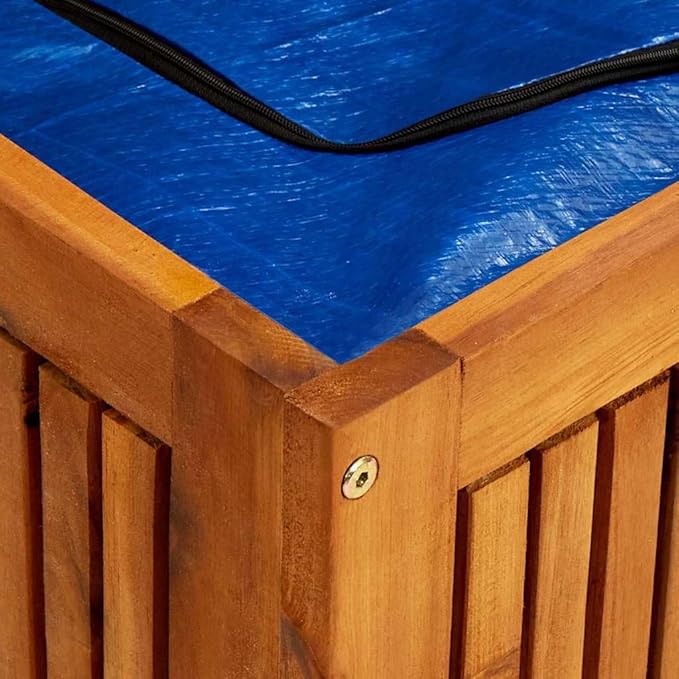 vidaXL Outdoor Storage Box, Deck Box with Gas-Lift Lid, Storage Chest with Water-Resistant Zippered Bag Inside, 59.1''x19.7''x22.8'', Solid Acacia Wood-Ruum Studio Home