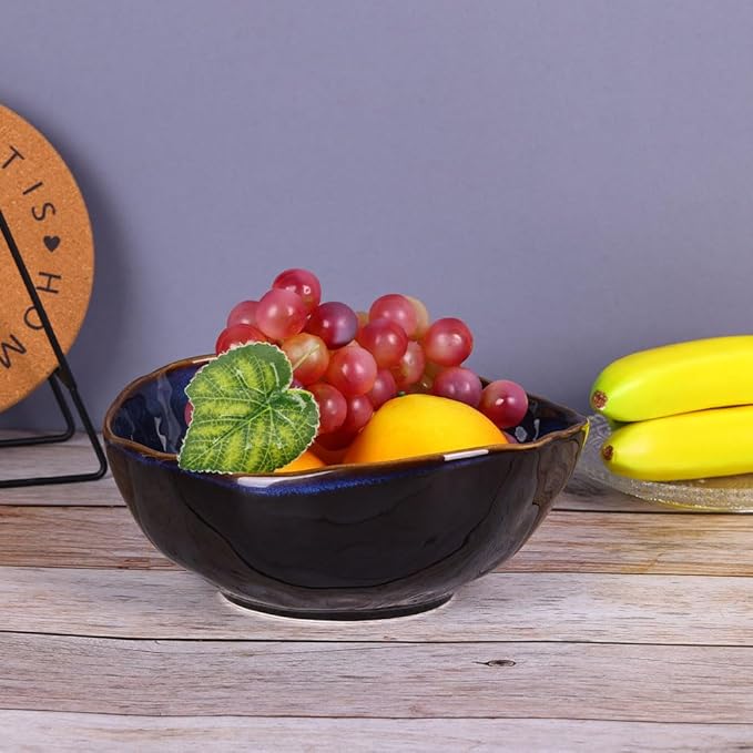 6" Blue Ceramic Decorative Bowl, Entryway Table Decor Pottery Key Bowl, Candy Dish, Salad Bowl, Blue Decor Small Jewelry Trinket Dish for Bedroom, Centerpiece, Bedside Table, Living Room Decor-Ruum Studio Home