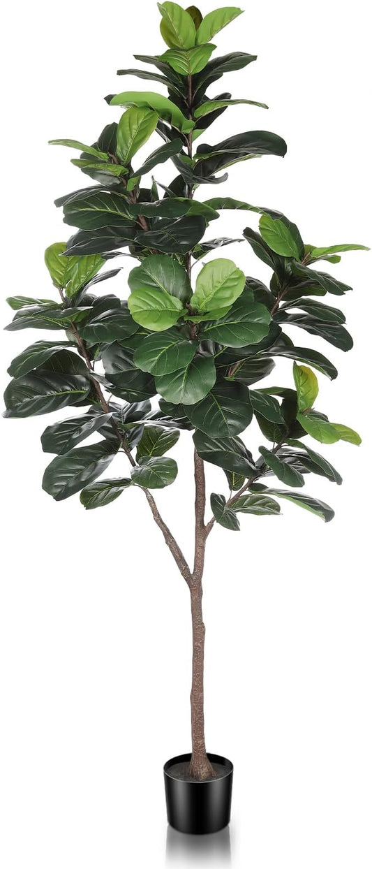 Artificial Fiddle Leaf Fig Tree - 6.5ft Faux Ficus Lyrata Plant with 108 Fiddle Leaves Fake Fig Silk Tree in Pot Artificial Tree for Indoor Outdoor Home Office Perfect Housewarming-Ruum Studio Home