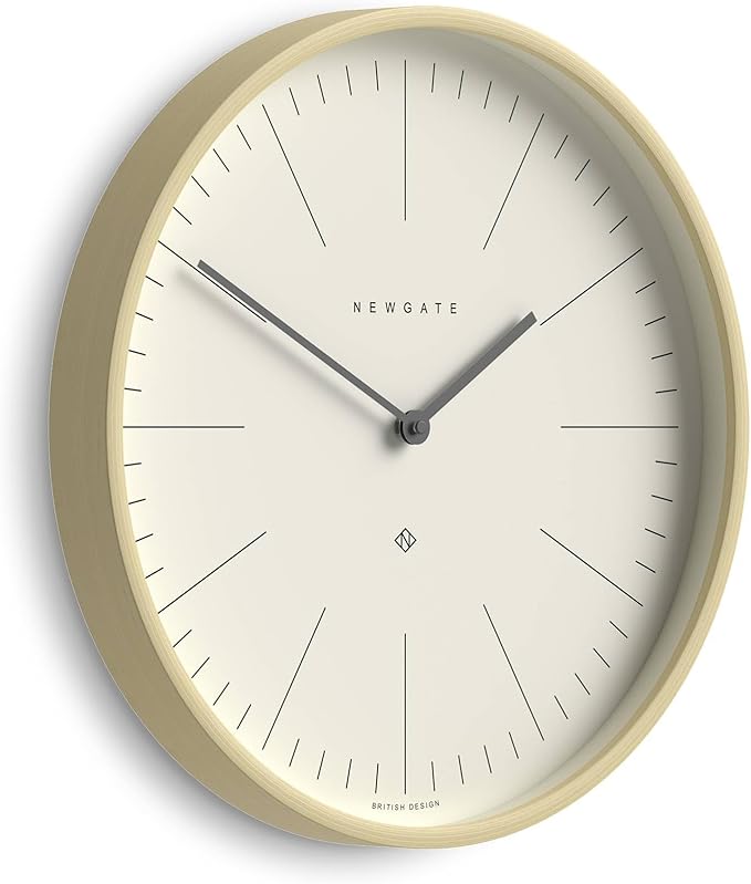 NEWGATE® Mr Clarke Wall Clock | Large Scandi Inspired Plywood Clock | 16 inch | Pale Wood case with Marker dial | Modern Minimalist Design for Kitchen, Living Room or Office-Ruum Studio Home
