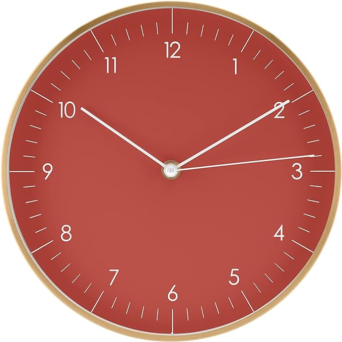 LUUK LIFESTYLE Modern Wall Clock with Silent Quartz Movement, Stylish and Elegant, for Living Room, Bedroom, Dining Room, red and Gold-Ruum Studio Home