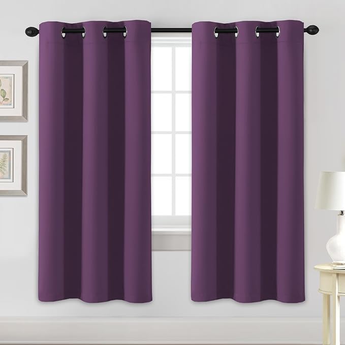 H.VERSAILTEX Blackout Curtains for Bedroom Thermal Insulated Room Darkening Living Room Curtains 72 Inch Long Grommet Privacy Protection Window Curtain Panels/Drapes for Nursery, 2 Panels,Plum Purple-Ruum Studio Home