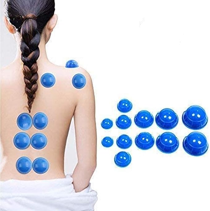 12 Pcs Silicone Massage Cupping Set Vacuum Cupping Acupuncture Cupping Therapy Set Professional Body Massage Cup Set Vacuum Massage Cupping for Pain Relief Muscle Relaxation,Pack of 12-Ruum Studio Home
