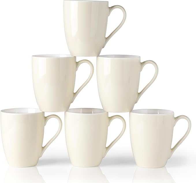 GBHOME 16oz Coffee Mugs Set of 6, Large Ceramic Coffee Mugs for Man, Woman, Dad, Mom, Modern Coffee Mugs Set with handle for Tea/Latte/Cappuccino/Milk/Cocoa. Dishwasher&Microwave Safe,Beige-Ruum Studio Home