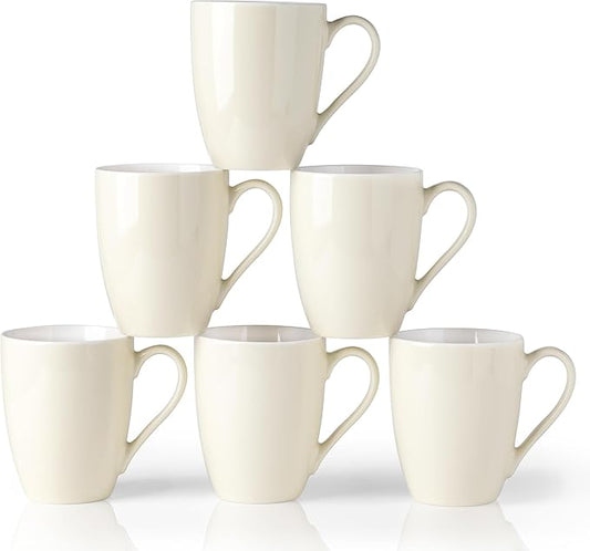 GBHOME 16oz Coffee Mugs Set of 6, Large Ceramic Coffee Mugs for Man, Woman, Dad, Mom, Modern Coffee Mugs Set with handle for Tea/Latte/Cappuccino/Milk/Cocoa. Dishwasher&Microwave Safe,Beige-Ruum Studio Home