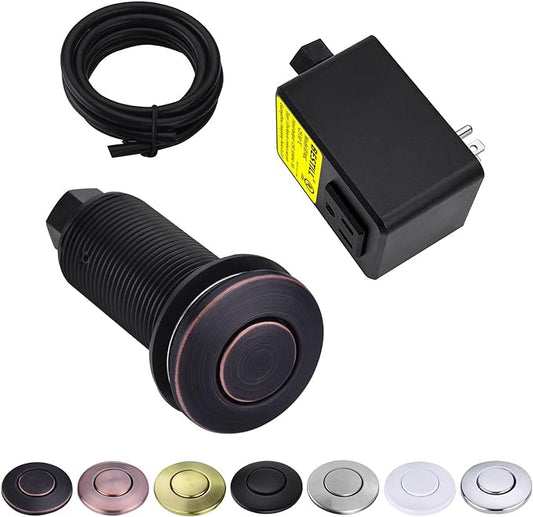 BESTILL Garbage Disposal Air Switch Kit-UL Listed, Cordless Sink Top Switch Button for Waste Disposer, 3.6" Long Push Button with Brass Cover, Oil Rubbed Bronze, Compatible with all Garbage Disposals-Ruum Studio Home