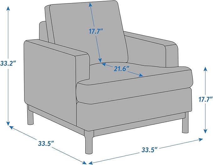 Oversized Accent Chair, Mid Century Modern Upholstered Armchair for Living Room, Comfy Chair for Bedroom Reading Chair, Single Sofa for Small Space with Rubberwood Base-Ruum Studio Home