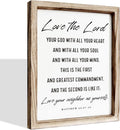 Christian Wall Plaque, Master Bedroom Decor Above Bed, Rustic Farmhouse Christian Decor, Matthew 22:37-39 Signs, Framed Wall Plaque Sign 15 * 11.5 inches, Love the Lord Sign-Ruum Studio Home