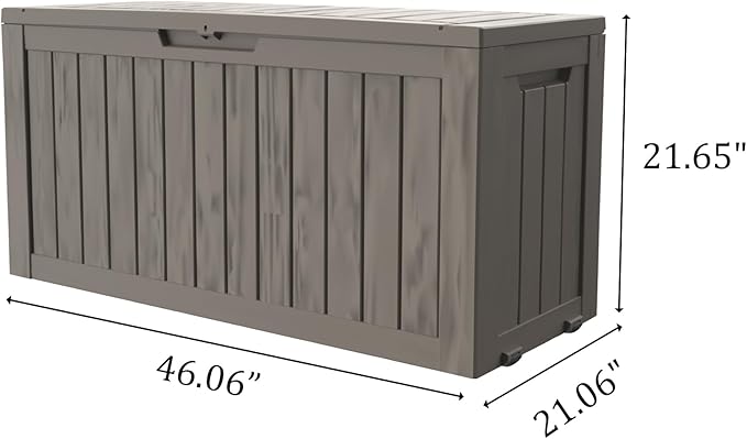 90 Gallon Lockable Resin Deck Box with Wheels, Waterproof & UV-Resistant Outdoor Storage Box for Outdoor Cushion Storage, Garden Tools & Pool Accessories Storage, Gray-Ruum Studio Home