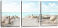 3 Piece Large Canvas Bedroom Wall Art Beach Blue Sea Blue Sky Print Picture Framed Wall Decor for Living Room Bathroom Modern Home Decor Artwork Ready to Hang Coastal Wall Decorations Size 16x24x3-Ruum Studio Home