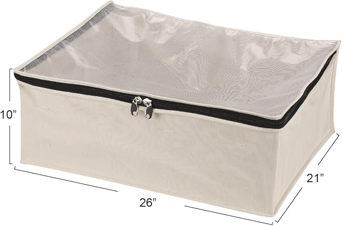 Household Essentials 3364-1 Cotton Canvas Blanket Storage Bags | Natural, Off-White-Ruum Studio Home
