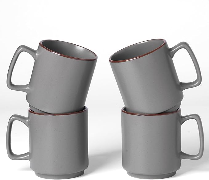 famiware Coffee Mugs Set of 4, Nebula 14oz Coffee Mugs, Ceramic Cup Set with Handle for Latte, Tea, Milk, Cappuccino, Cocoa, Dark Gray-Ruum Studio Home