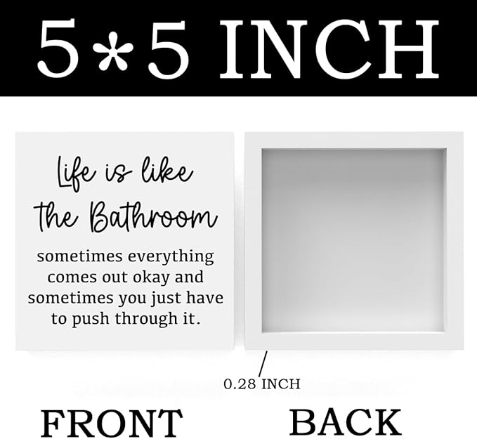 Life Is Like The Bathroom - Black and White Bathroom Decor Sign, Funny Wooden Box for Home Farmhouse Living Room Table Shelves-Ruum Studio Home
