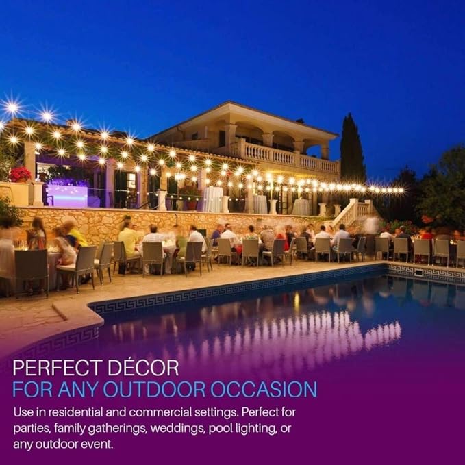 Svater Outdoor String Lights Waterproof 100 FT, LED Patio Lights Outside with 52 Shatterproof G40 Bulbs, Dimmable Hanging Globe Lighting for Bistro Backyard Cafe Market Porch, Warm White 2700K-Ruum Studio Home