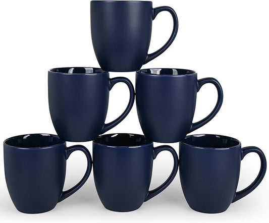 16oz Coffee Mugs Set of 6, Large Ceramic Modern Coffee Mugs With Handle For Tea,Latte,Cappuccino,Cocoa. Dishwasher.Microwave Safe (Matte Blue)-Ruum Studio Home