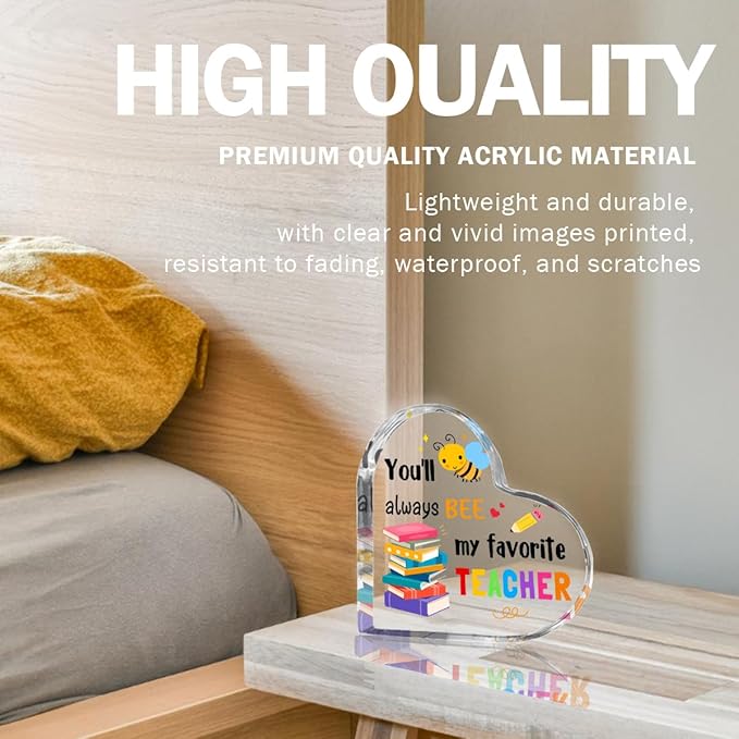 Teachers Day Graduation Season Opening Season Gifts Teacher Gifts Teacher Appreciation Gifts Best Teacher Gifts for Women Acrylic Heart for Her Coworker Friend Principal Educator Birthday Christmas-Ruum Studio Home