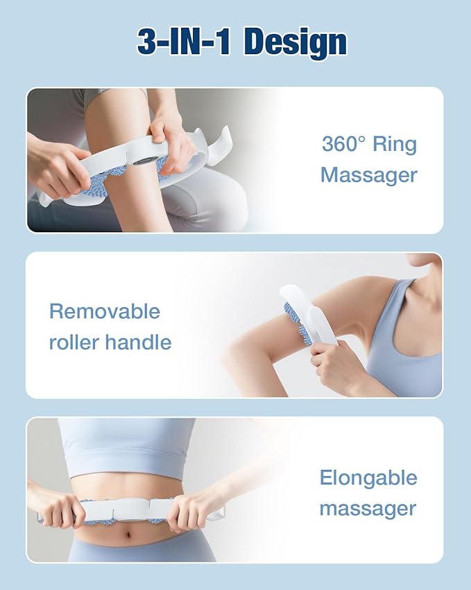 bedee Cellulite Massage Tool, Lymphatic Drainage Massager, Fascia Massage Tool for Arms, Legs, Stomach, Blue-Ruum Studio Home