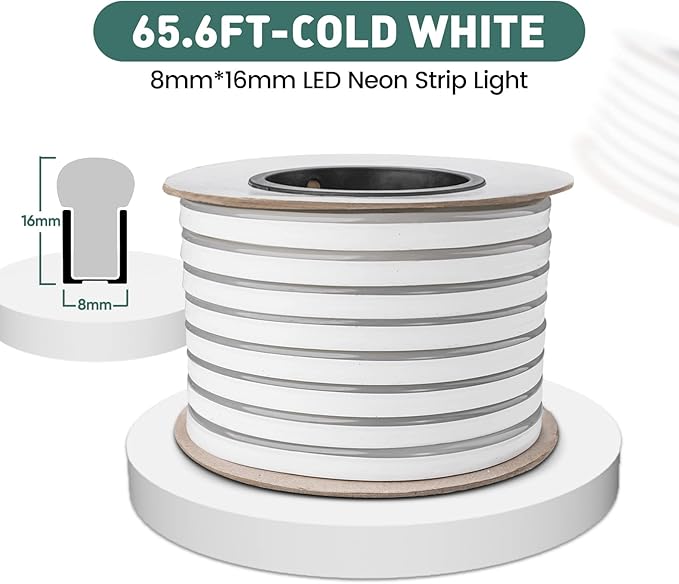 GZBtech Flexible LED Neon Rope Lights 66FT,AC 110-120V Waterproof Strip Light, 120 LEDs/M Cuttable Connectable Neon Lighting for Indoor Outdoor Home Decor/Commercial Building Use-Blue 20M-Ruum Studio Home
