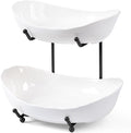 HBlife Fruit Bowl for Kitchen Counter - 2 Tier Ceramic Fruit Rack, Fruit Basket for Fresh Fruit&Veggies, Tiered Fruit Platter Serving Trays for Party-Ruum Studio Home