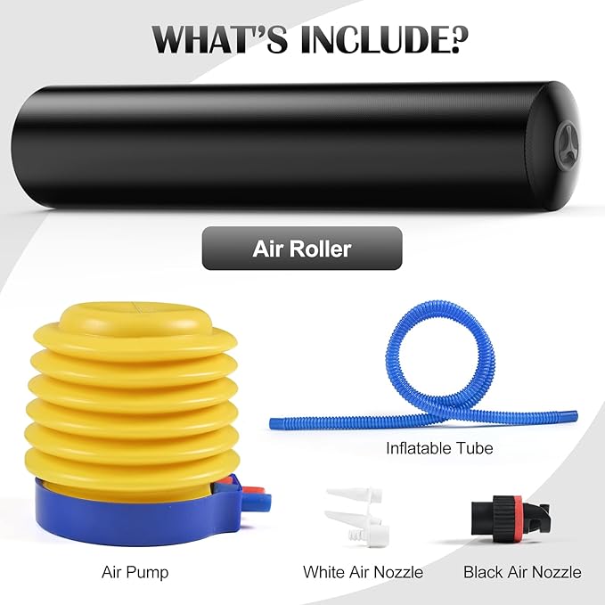 Inflatable Foam Roller for Physical Therapy, Back Pain, Muscle Massage, Deep Tissue and Leg Stretch, Back Roller with Adjustable Firmness for Travel, Exercise, Yoga, Pilates, Workout and Gym 36" x 6"-Ruum Studio Home