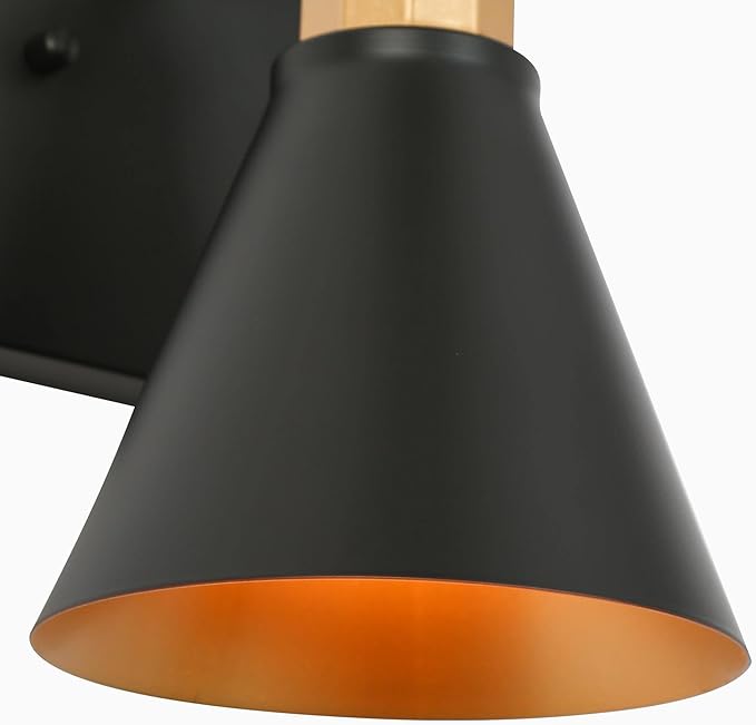 KSANA Black Gold Sconce, Modern Farmhouse Wall Sconces Lighting Fixture with Metal Shade for Bathroom, Kitchen, Bedroom and Stairway-Ruum Studio Home