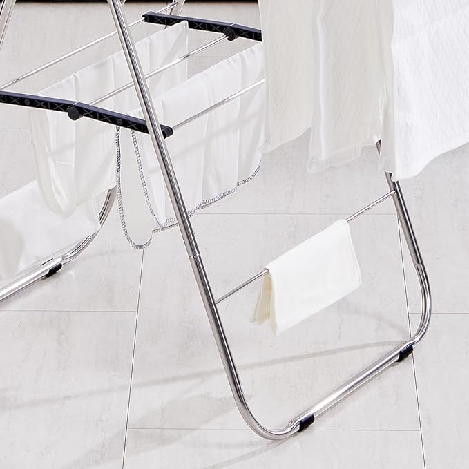 TRES BELLE 25NEW Stainless Steel Clothes Drying Rack(M)–Foldable,Lightweight,No-Slip Rods,Made in Korea,Indoor & Outdoor Use,Rust-Resistant,Towels,Underwear,Baby Clothes Drying–M Sizes-Ruum Studio Home