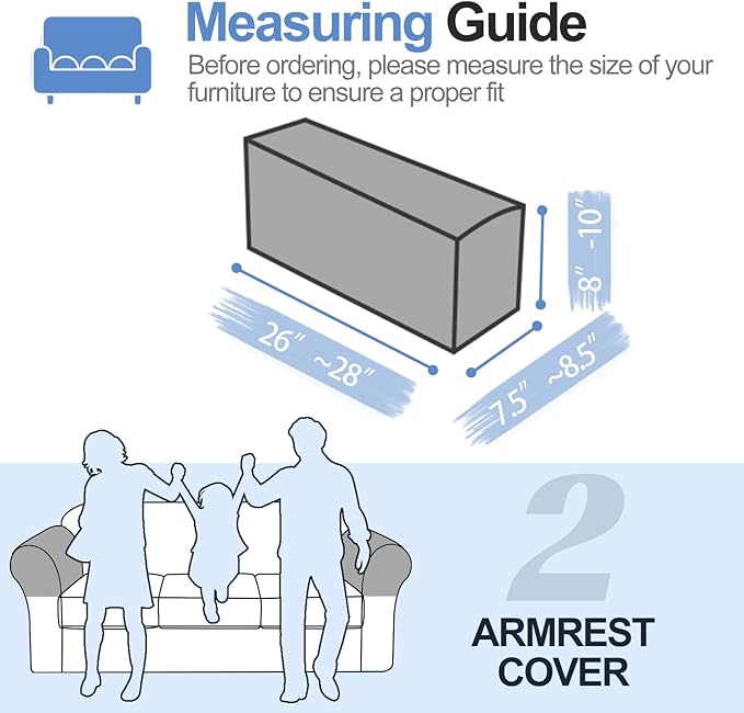 Chenille Sofa Armrest Covers, Soft Stretch Non-Slip Couch Arm Covers for Sofa, Chair or L Shaped Sectional, Furniture Protector (2 Pieces, Beige)-Ruum Studio Home