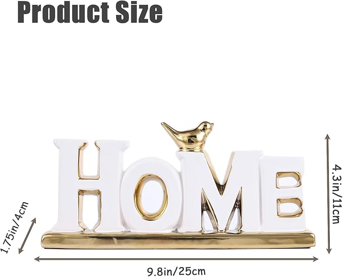 Love Sign Decoration,White and Gold Love Signs for Home Decor Statue,Modern Bird Sculpture Personalized Love Decor,Gold Style Figurine Decorative Ornaments for Living Room,Bedroom,Desktop (Home white)-Ruum Studio Home