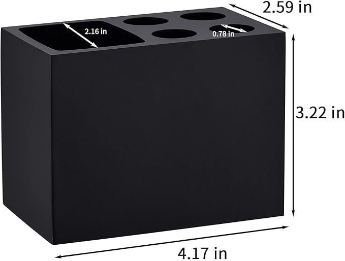 Resin Black Toothbrush Holder JINCROP, 5 Slots Toothbrush Holder Matte Black Bathroom Storage Stand Dispenser Organizer Set for Toothbrushes, Make-up Brushes and More, (Matte Black)-Ruum Studio Home