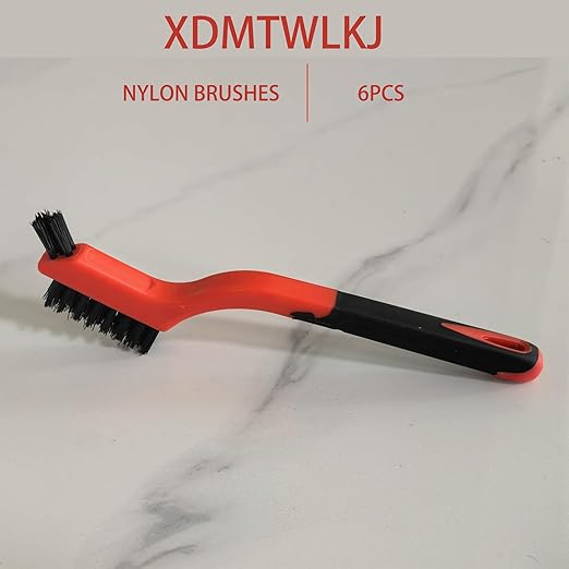 6-Pack Nylon Cleaning Brushes - Non-Scratch Nylon Bristles for Delicate Surfaces & Daily Cleaning | Ergonomic Grip with Mini Head & Hanging Hole-Ruum Studio Home