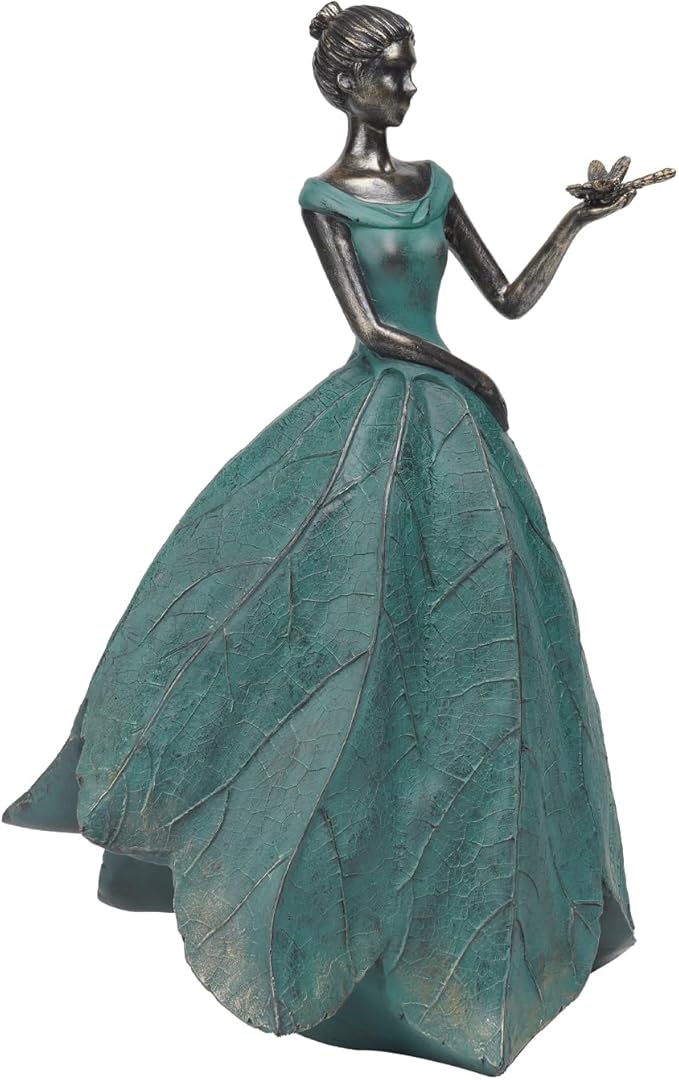Guichifun Fairy Statue Collection Home Decoration - Leaf Angel Girls with Dragonfly Resin Home Decor for Outside or Inside Rustic Garden Outdoor Yard Decorations Figurines Gift 12 x 8.5 x 18 Inch-Ruum Studio Home