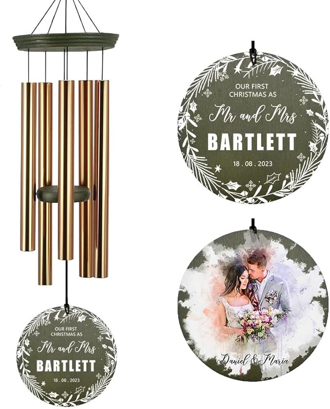 ASTARIN Personalized 20th 50th Anniversary Wind Chime, Happy Anniversary Wedding Valentine's Day Gift for Wife Husband Men Women Sister, Golden Anniversary Keepsake Decorations for Parents Couples-Ruum Studio Home