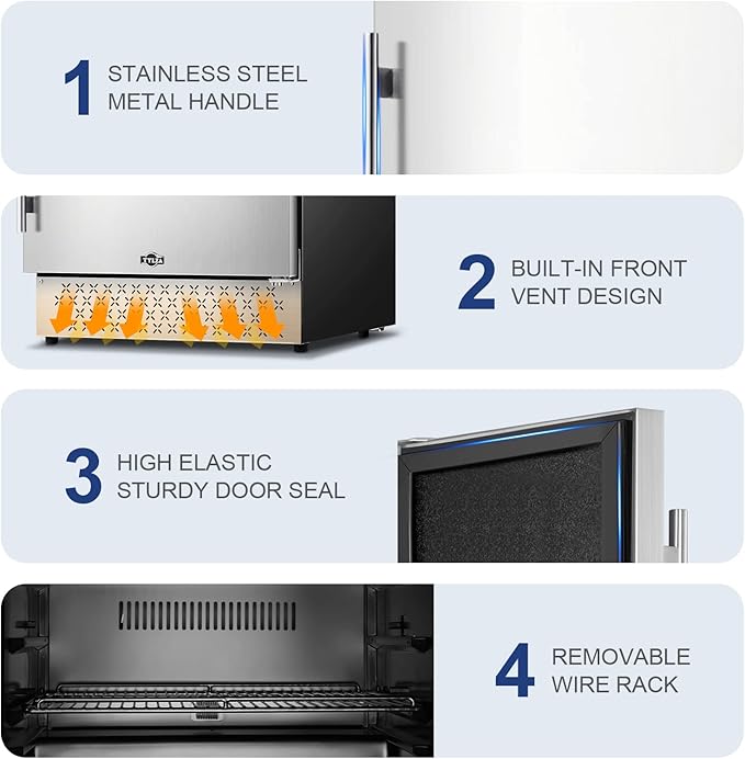 Tylza Outdoor Beverage Refrigerator 24 Inch, Stainless Steel Under Counter Beverage Cooler, 190 Cans Beer Fridge Built-in and Freestanding Beverage Fridge-Ruum Studio Home