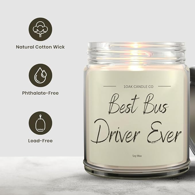 1OAK Vanilla Candle - Thank You Bus Driver Gifts for Women, Men - Bus Driver Appreciation & Retirement Gifts-Ruum Studio Home