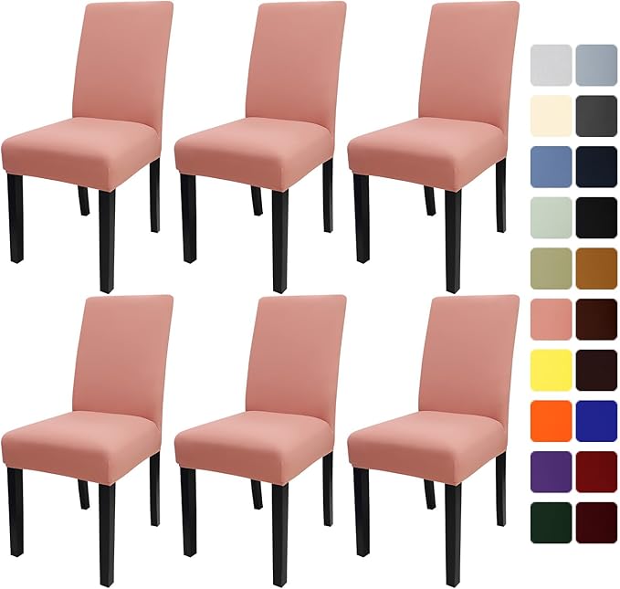 JQinHome Terra Cotta Chair Covers for Dining Room Set of 6, High Stretch Removable Washable Parsons Chair Slipcover for Home Party Hotel Wedding Ceremony (6PCS,Terra Cotta)-Ruum Studio Home