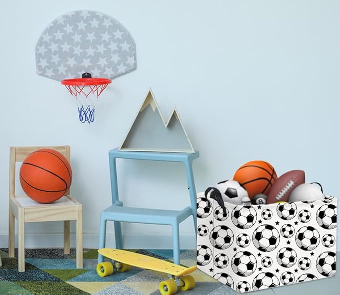 HIYAGON Rectangular Soccer Basket Kids Gift Basket Baby Boy Basket Kids Toy Storage Bin Basket Organizer Box Soccer Room Decor(Soccer)-Ruum Studio Home
