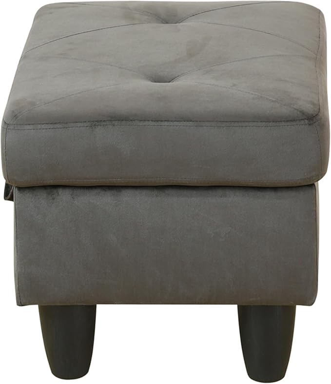 Ottoman Rectangular Storage Ottoman Bench, Flannel Footrest Stool Footstool with Lid for Living Room, Bedroom, Entryway, Brown, 28.5"x19"x17.5"-Ruum Studio Home